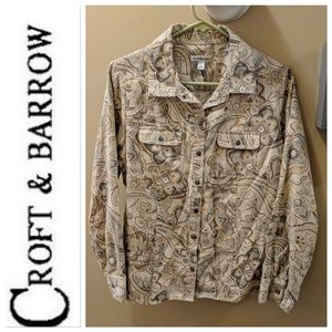 Croft & Barrow Tan/Grey Paisley Button Down Shirt